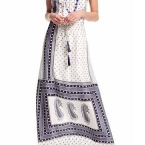 Calypso St. Barth White and Blue Paisley Maxi Dress